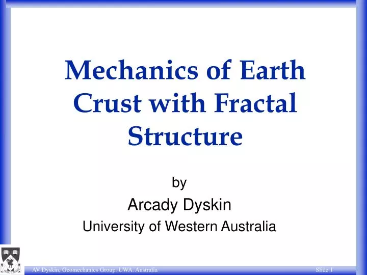 mechanics of earth crust with fractal structure