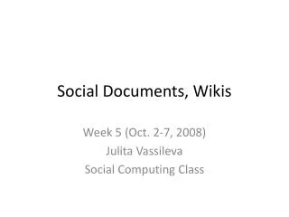 Social Documents, Wikis