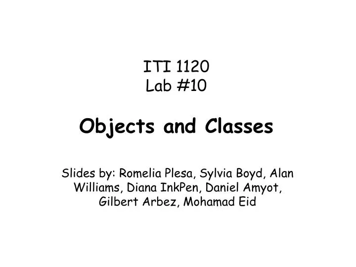 iti 1120 lab 10 objects and classes