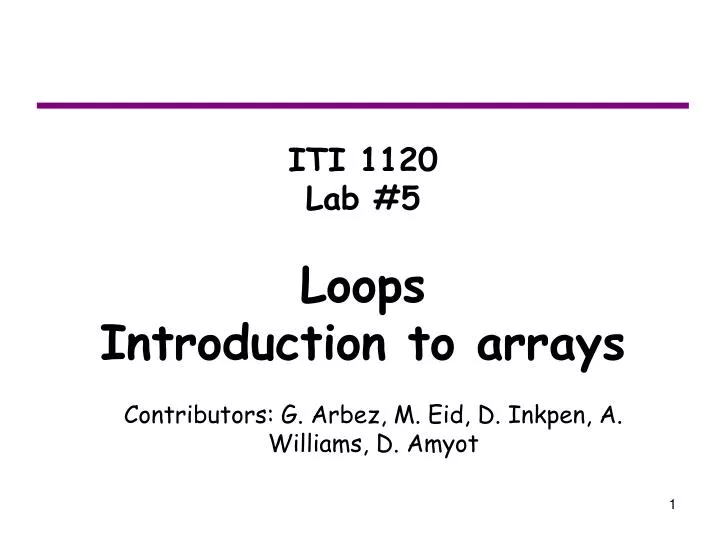 iti 1120 lab 5 loops introduction to arrays