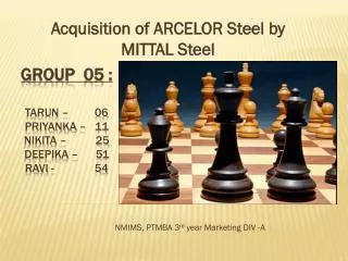 Acquisition of ARCELOR Steel by MITTAL Steel