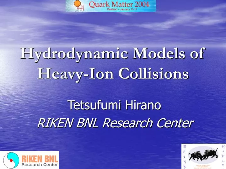 hydrodynamic models of heavy i on collisions