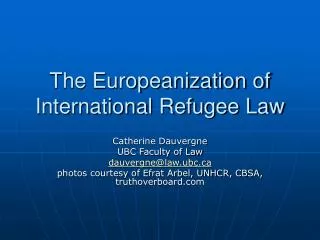The Europeanization of International Refugee Law