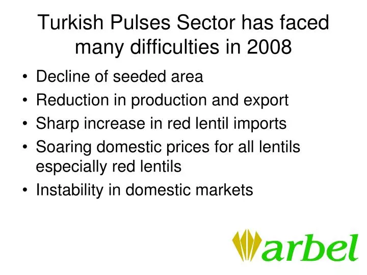 turkish pulses sector has faced many difficulties in 2008