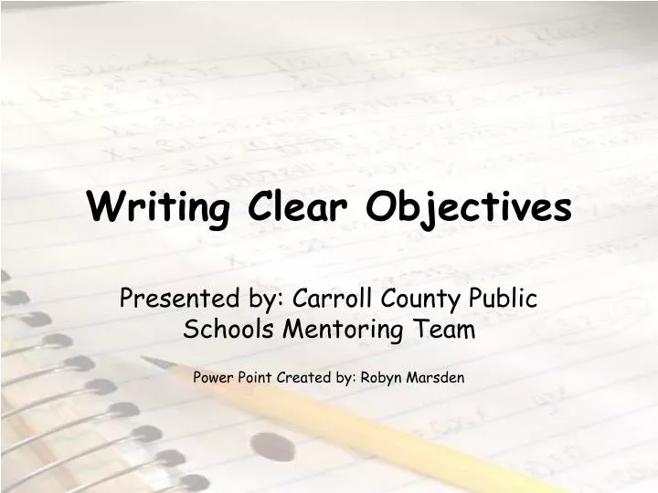 writing clear objectives