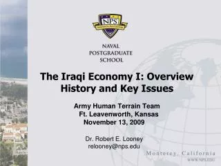 The Iraqi Economy I: Overview History and Key Issues