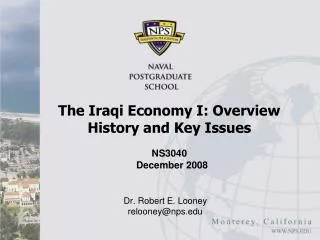 The Iraqi Economy I: Overview History and Key Issues
