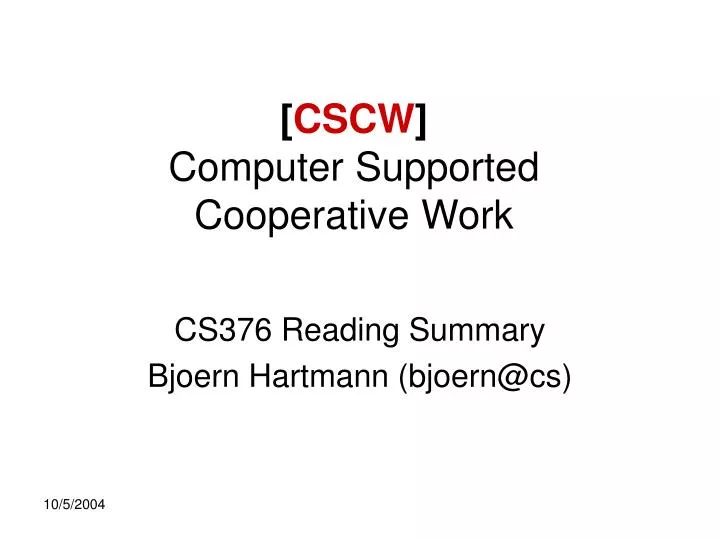 cscw computer supported cooperative work