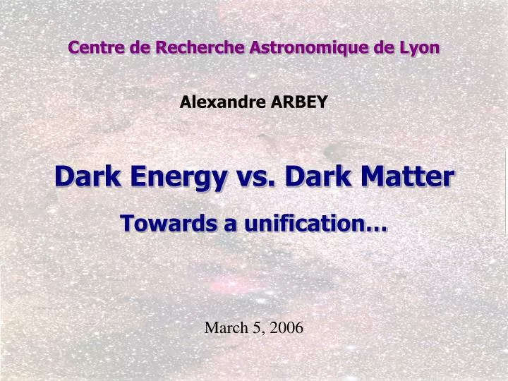 dark energy vs dark matter towards a unification