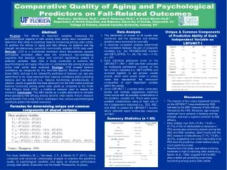 Comparative Quality of Aging and Psychological Predictors on Fall-Related Outcomes
