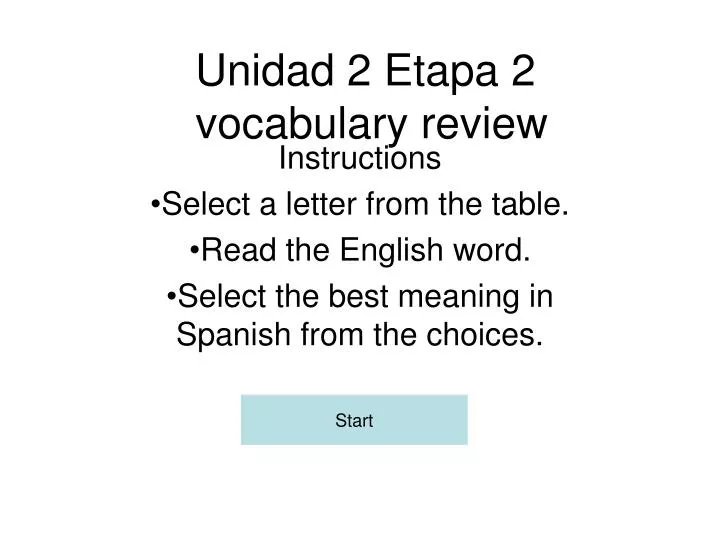 unidad 2 etapa 2 vocabulary review