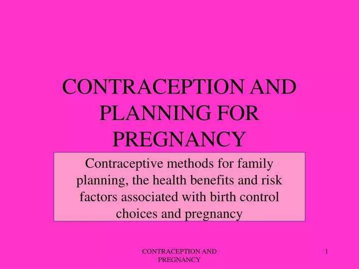 contraception and planning for pregnancy