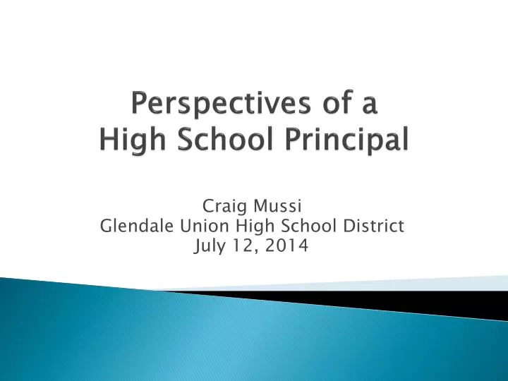 perspectives of a high school principal