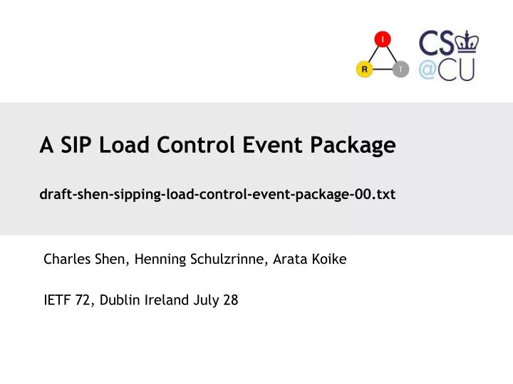 a sip load control event package draft shen sipping load control event package 00 txt