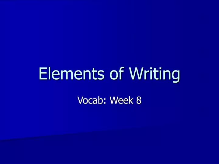 elements of writing