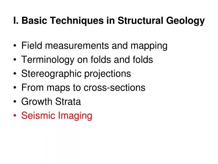 i basic techniques in structural geology