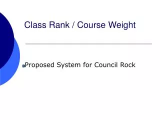 Class Rank / Course Weight