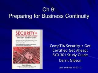 Ch 9: Preparing for Business Continuity