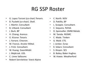 RG SSP Roster