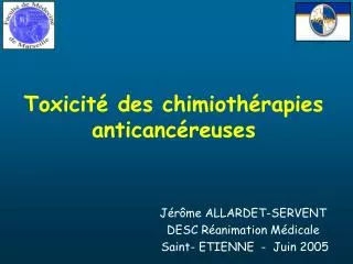 toxicit des chimioth rapies anticanc reuses