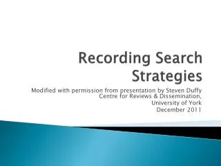 Recording Search Strategies
