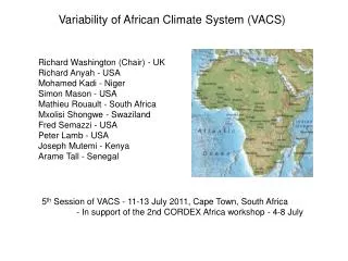 Variability of African Climate System (VACS)