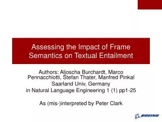 Assessing the Impact of Frame Semantics on Textual Entailment