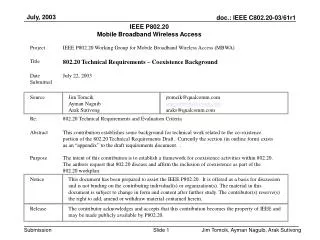 IEEE P802.20 Mobile Broadband Wireless Access