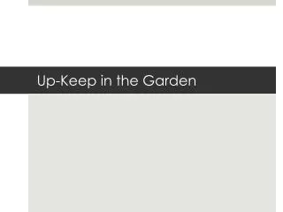 Up-Keep in the Garden