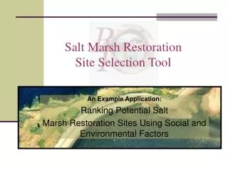 Salt Marsh Restoration Site Selection Tool