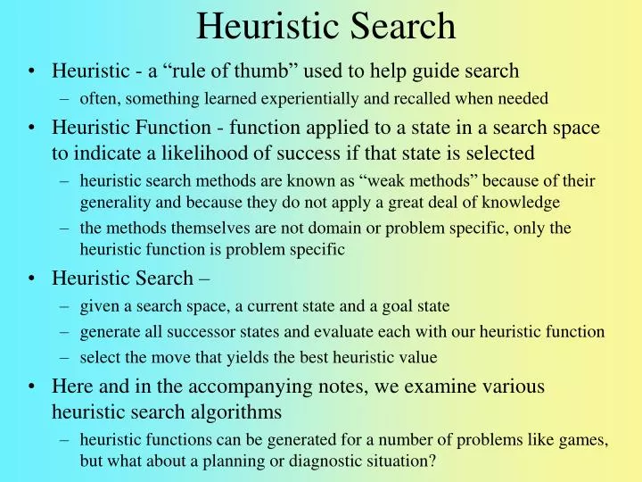 PPT   Heuristic Search PowerPoint Presentation | Free To View   Id