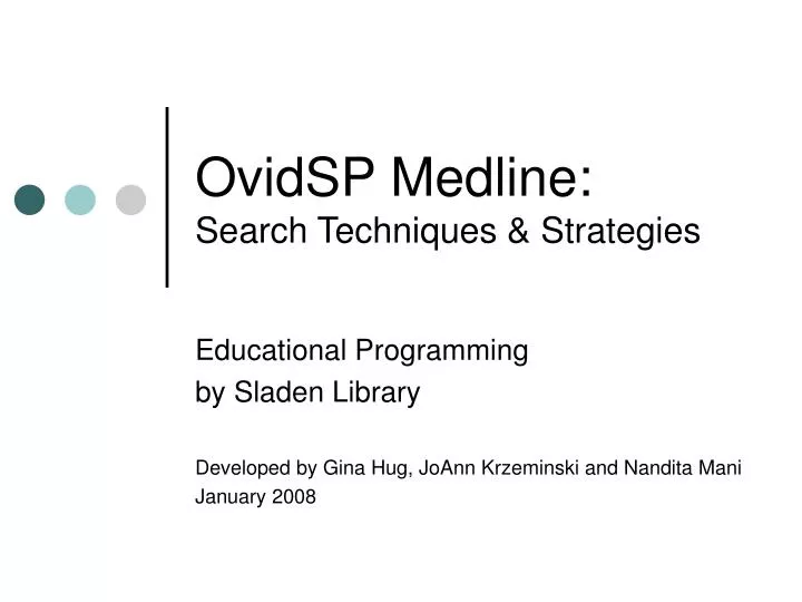 ovidsp medline search techniques strategies
