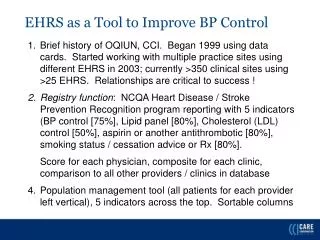 EHRS as a Tool to Improve BP Control
