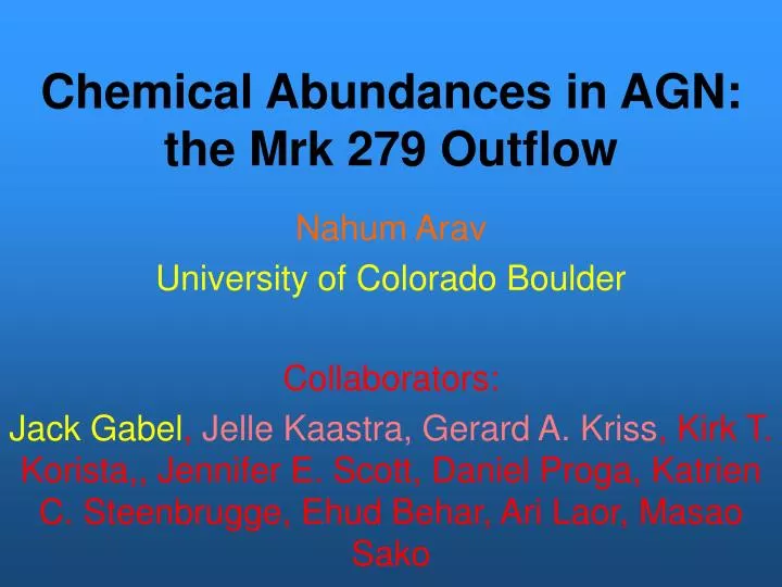 chemical abundances in agn the mrk 279 outflow