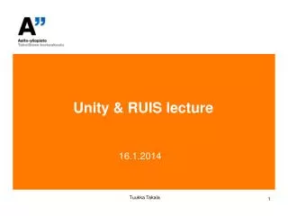 Unity &amp; RUIS lecture