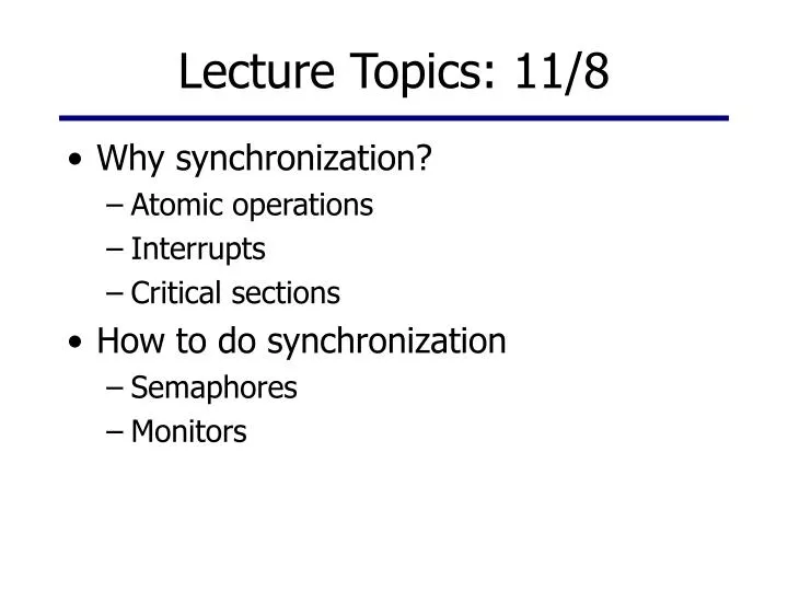 lecture topics 11 8