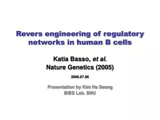 Revers engineering of regulatory networks in human B cells