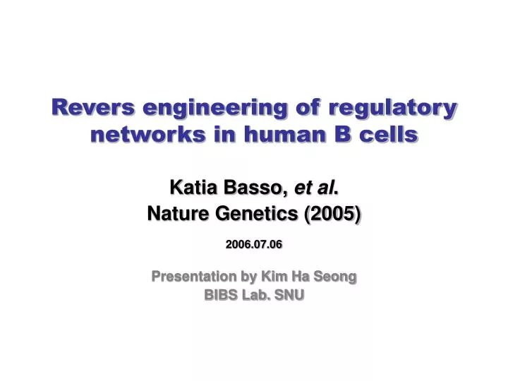 revers engineering of regulatory networks in human b cells