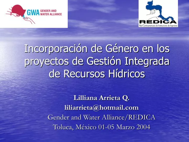 incorporaci n de g nero en los proyectos de gesti n integrada de recursos h dricos