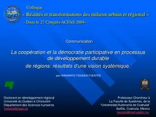 dans le 27 congr s acfas 2004