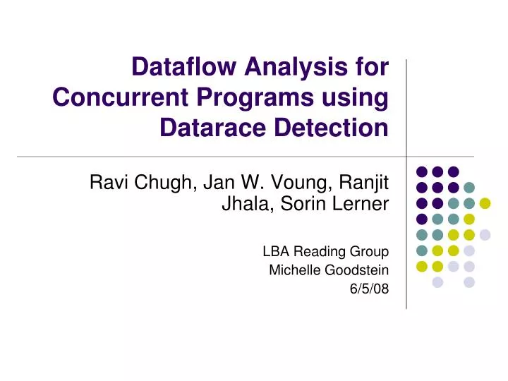 dataflow analysis for concurrent programs using datarace detection