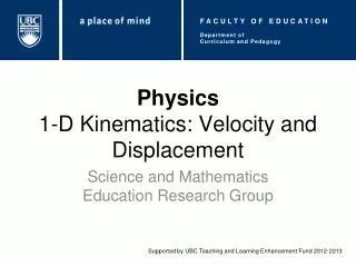 Physics 1-D Kinematics: Velocity and Displacement