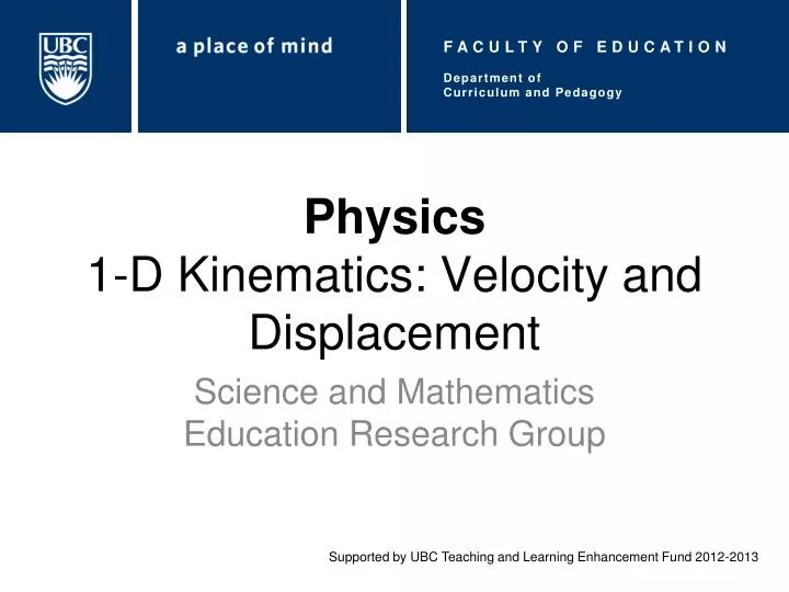 physics 1 d kinematics velocity and displacement