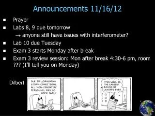 Announcements 11/16/12