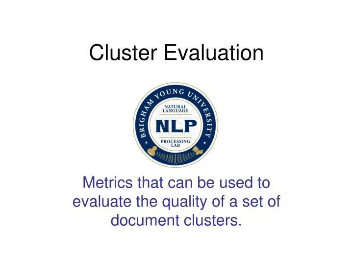 cluster evaluation