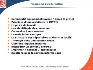 programme de la formation