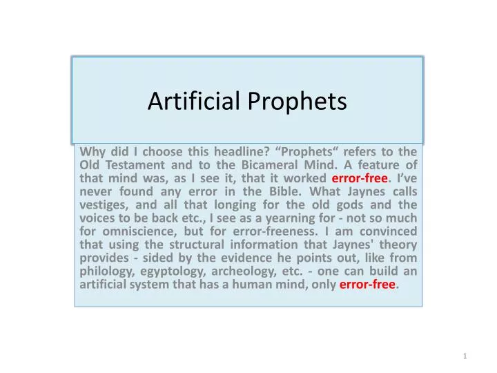artificial prophets