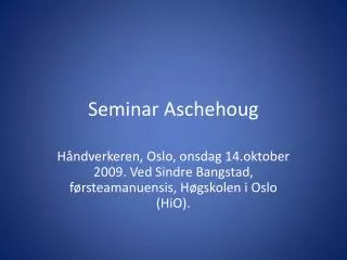 seminar aschehoug