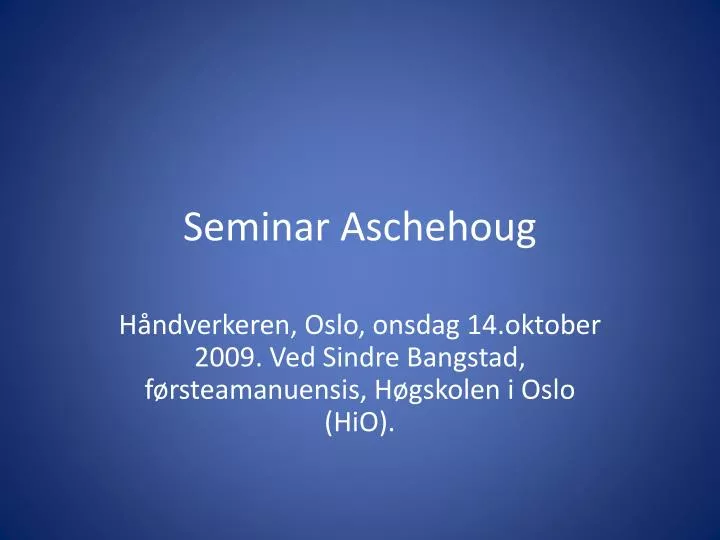 seminar aschehoug