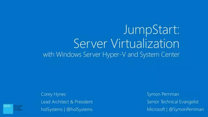 jumpstart server virtualization with windows server hyper v and system center